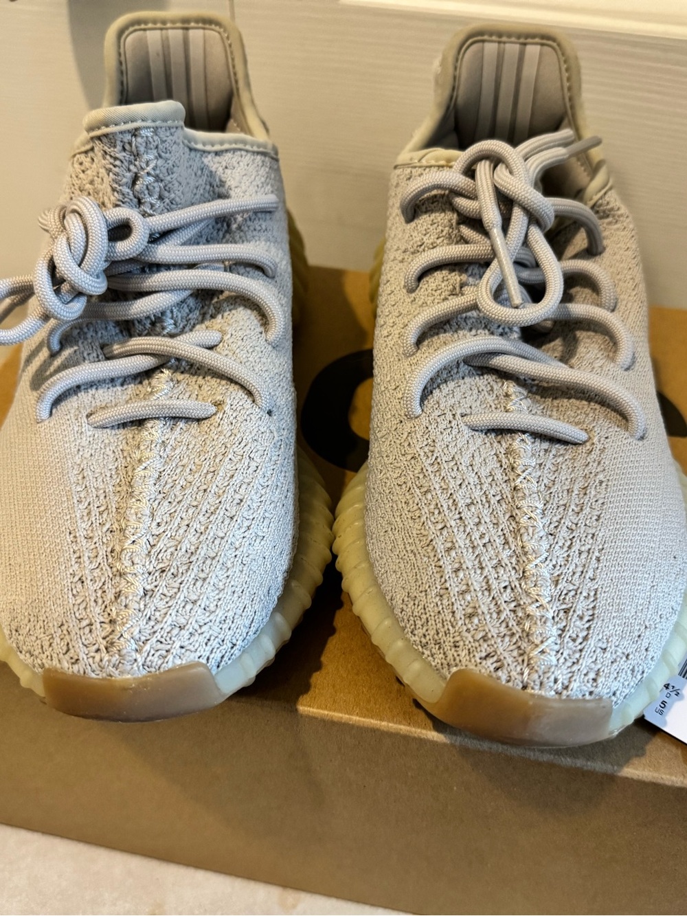 [Adidas Yeezy] Neutral Knit Lace-Up Sneakers - Light Gray